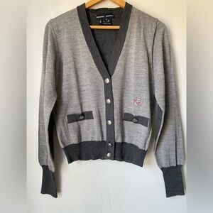 Escada Sweater Women’s Medium 100% Wool Gray Vintage Cardigan Academia Preppy